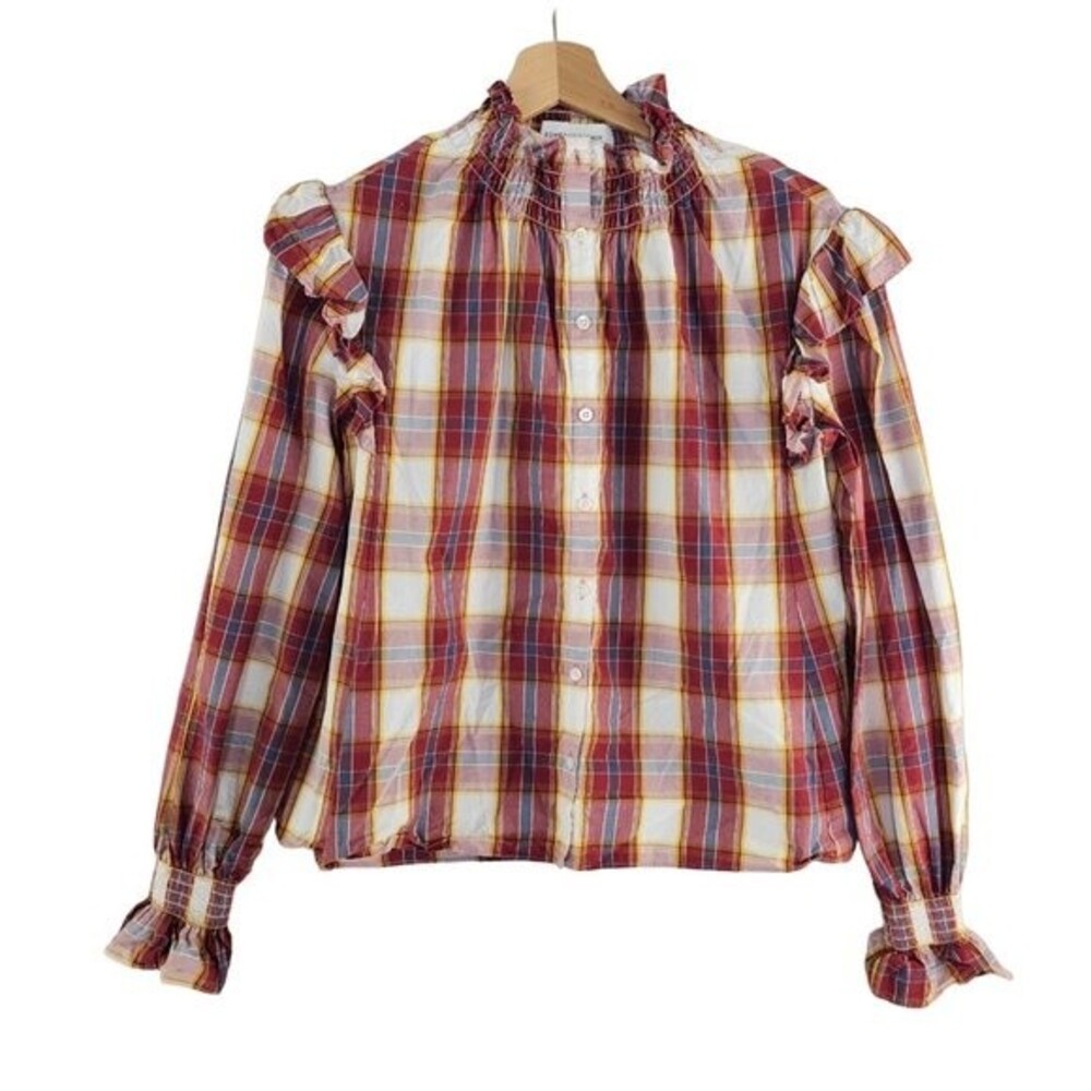 Something Navy Betsy Ruffle Button Top Size Small - image 2